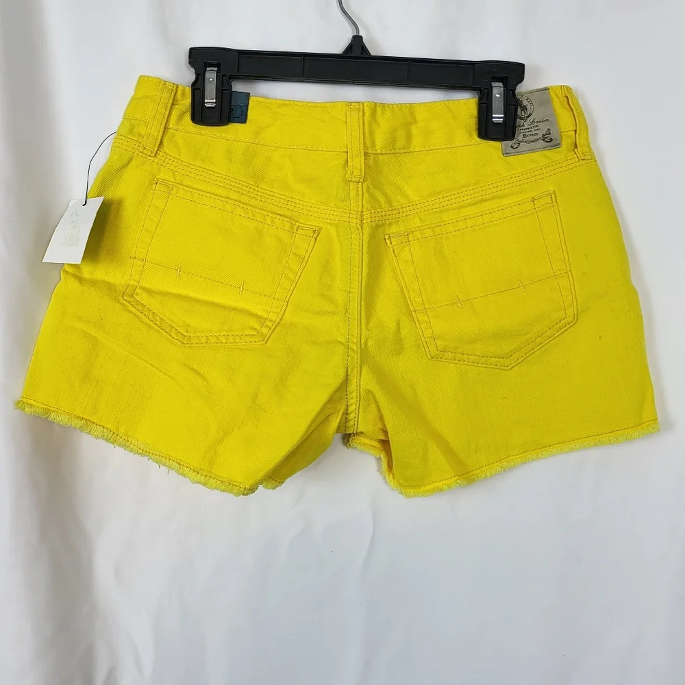 Ralph Lauren Girls Y2K Yellow Raw Hem 5 Pocket Denim Shorts Sz‎ 12 New Vintage